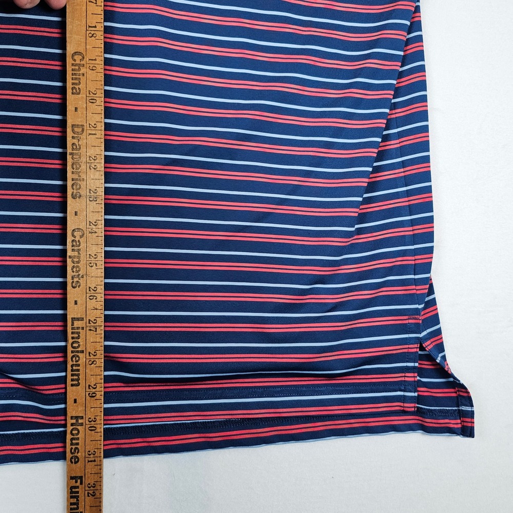 Turtleson Mens Large Navy Blue Red Striped Performance Golf Polo Shirt - Picture 5 of 7